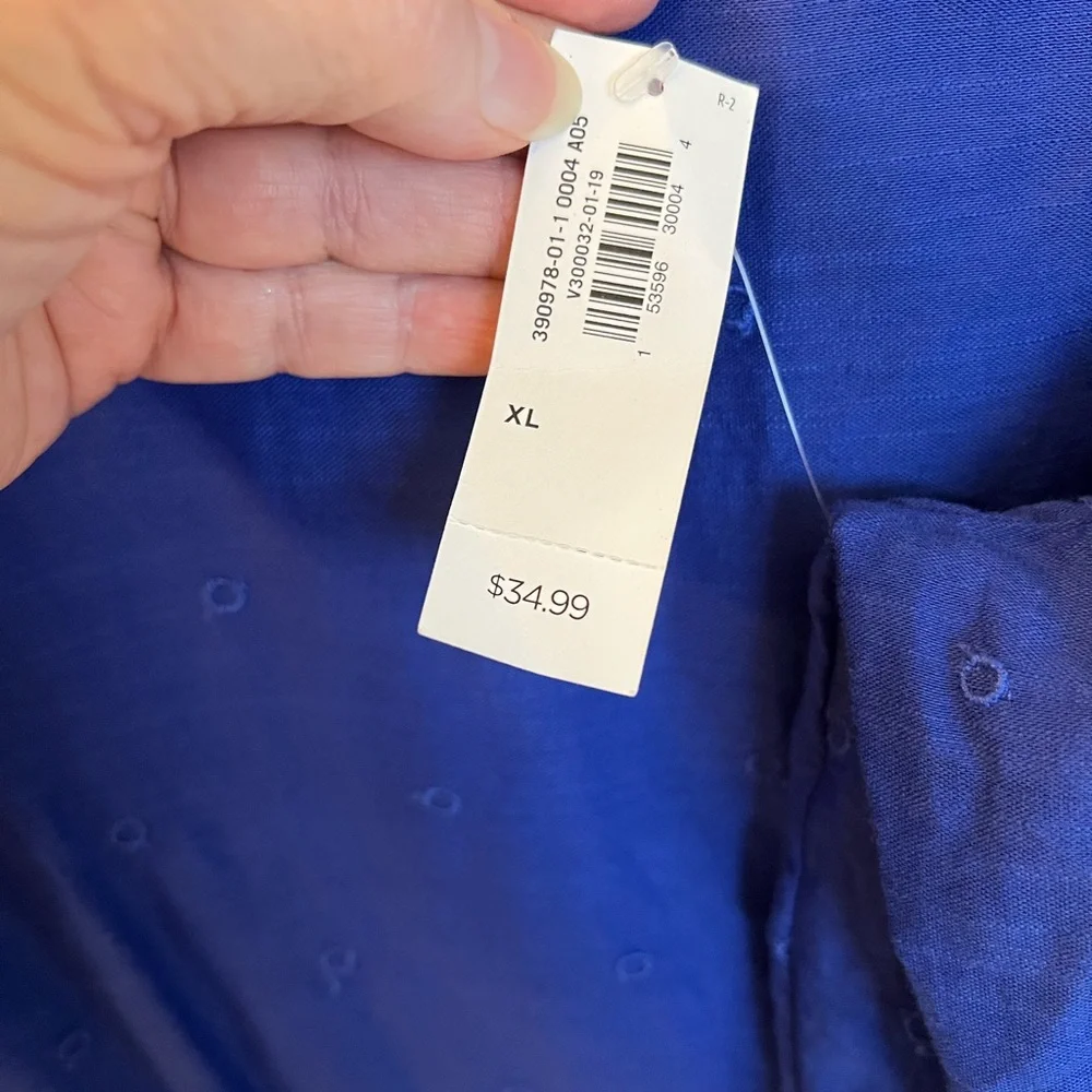 Old Navy Blue Boho Top w/Scalloped Eyelet Trim Sz XL NWT